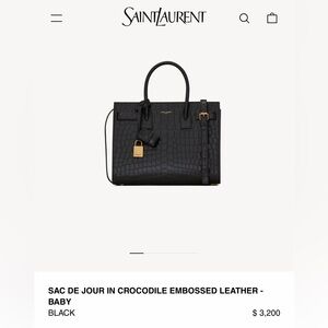 YSL Baby Sac De Jour - Embossed Crocodile - Black